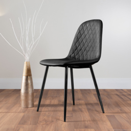 Furniturebox Solara Set of 2 Black Faux Leather Dining Chair - Wilko - thumbnail 5