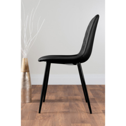 Furniturebox Solara Set of 2 Black Faux Leather Dining Chair - Wilko - thumbnail 4