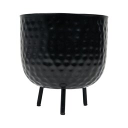 Hammered Round Planter Black - Wilko