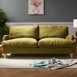 Home Detail Oxford 3 Seater Olive Green Velvet Sofa - Wilko - thumbnail 1