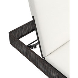 Outsunny Set of 2 Brown and Cream Rattan Reclining Sun Lounger - Size: 124 x 35 x 62cm - Wilko - thumbnail 4