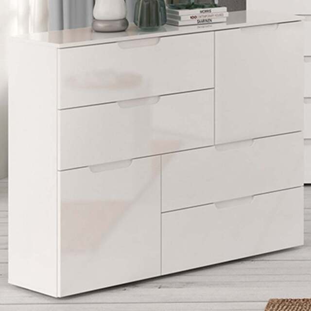 Florence Sienna 2 Door 4 Drawer White High Gloss Abstract Cabinet - Furniture To Go - Wilko - image 1