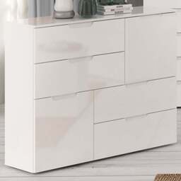 Florence Sienna 2 Door 4 Drawer White High Gloss Abstract Cabinet - Furniture To Go - Wilko