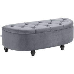 HOMCOM Dark Grey Tufted Semi Circle Bed End Ottoman Bench - Size: 33.5 x 47 x 122cm - Wilko - thumbnail 3
