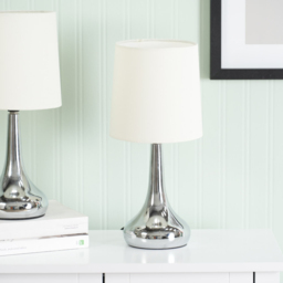 ValueLights Teardrop Cream Shade Chrome Touch Table Lamp with Bulb 2 Pack - Size: 33.5 x 16 x 16cm - Wilko - thumbnail 5