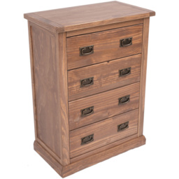 Cabinet Bits Tirolo 4 Drawer Light Brown Brass Drop Handle Chest of Drawers - Wilko - thumbnail 5