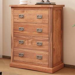 Cabinet Bits Tirolo 4 Drawer Light Brown Brass Drop Handle Chest of Drawers - Wilko - thumbnail 1