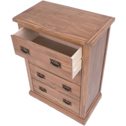 Cabinet Bits Tirolo 4 Drawer Light Brown Brass Drop Handle Chest of Drawers - Wilko - thumbnail 6