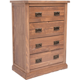 Cabinet Bits Tirolo 4 Drawer Light Brown Brass Drop Handle Chest of Drawers - Wilko - thumbnail 3