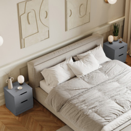 Vida Designs Trega 2 Drawer Grey Bedside Cabinet Set of 2 - Wilko - thumbnail 5