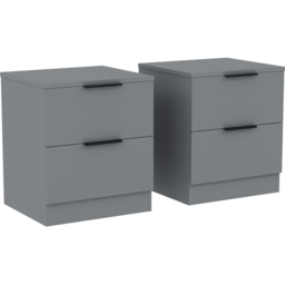 Vida Designs Trega 2 Drawer Grey Bedside Cabinet Set of 2 - Wilko - thumbnail 4