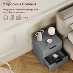 Vida Designs Trega 2 Drawer Grey Bedside Cabinet Set of 2 - Wilko - thumbnail 6