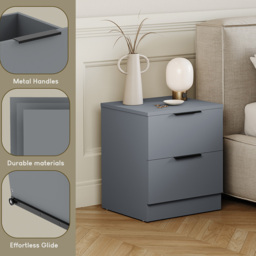 Vida Designs Trega 2 Drawer Grey Bedside Cabinet Set of 2 - Wilko - thumbnail 7
