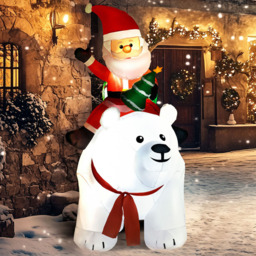 Everglow LED Inflatable Santa Claus with Polar Bear Christmas Decoration 5.5ft - Size: 200 x 100 x 180cm - White - Wilko - thumbnail 1