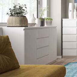 Florence Fribo 2 Door 4 Drawer White Sideboard - Size: 40 x 135 x 92cm - Wilko - thumbnail 5