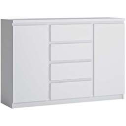 Florence Fribo 2 Door 4 Drawer White Sideboard - Size: 40 x 135 x 92cm - Wilko - thumbnail 3