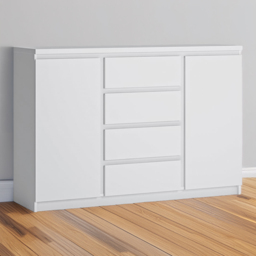 Florence Fribo 2 Door 4 Drawer White Sideboard - Size: 40 x 135 x 92cm - Wilko