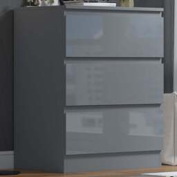 FWStyle Stora 3 Drawer Grey Gloss Chest Of Drawers - Wilko - thumbnail 1