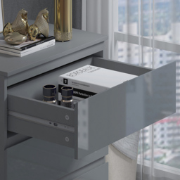 FWStyle Stora 3 Drawer Grey Gloss Chest Of Drawers - Wilko - thumbnail 4