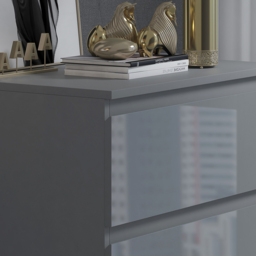 FWStyle Stora 3 Drawer Grey Gloss Chest Of Drawers - Wilko - thumbnail 5