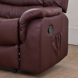 Almeira 3 Seater Burgundy Bonded Leather Recliner Sofa - Red - Artemis Home - Wilko - thumbnail 3
