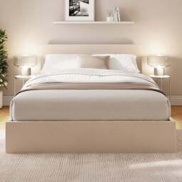 GFW Small Double Natural Velvet End Lift Ottoman Bed with Memory Pocket Spring Mattress - Wilko - thumbnail 1