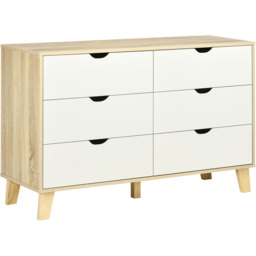 Portland 6 Drawer White and Light Brown Chest of Drawers - Multi - Wilko - thumbnail 3