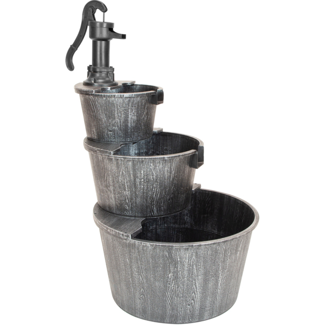 Gardenkraft 3 Tier Antique Silver Barrel Water Feature - Size: 56 x 56 x 100cm - Wilko - image 1