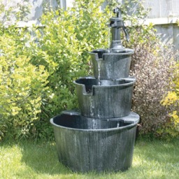 Gardenkraft 3 Tier Antique Silver Barrel Water Feature - Size: 56 x 56 x 100cm - Wilko - thumbnail 3