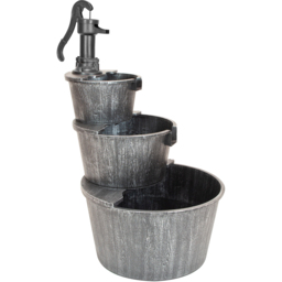Gardenkraft 3 Tier Antique Silver Barrel Water Feature - Size: 56 x 56 x 100cm - Wilko - thumbnail 1