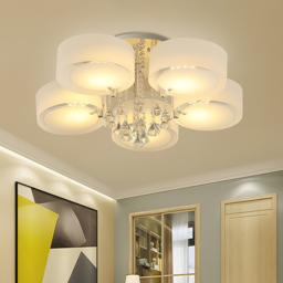 Living and Home White 5 Light Round LED Ceiling Light with Crystal Accent - Size: 35 x 75 x 75cm - Wilko - thumbnail 3