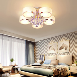 Living and Home White 5 Light Round LED Ceiling Light with Crystal Accent - Size: 35 x 75 x 75cm - Wilko - thumbnail 7