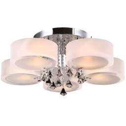 Living and Home White 5 Light Round LED Ceiling Light with Crystal Accent - Size: 35 x 75 x 75cm - Wilko