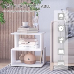 Portland 2 Shelf White Square Side Table - Size: 40 x 40 x 43cm - Wilko - thumbnail 6