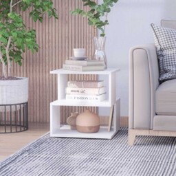Portland 2 Shelf White Square Side Table - Size: 40 x 40 x 43cm - Wilko - thumbnail 5