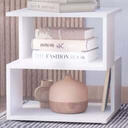 Portland 2 Shelf White Square Side Table - Size: 40 x 40 x 43cm - Wilko - thumbnail 1