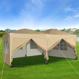 Beige 3 x 6m Pop Up Gazebo with Removable Sides - MCC - Wilko