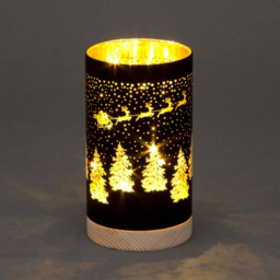 Shatchi Pre Lit Black Table Vase with Santa Sleigh Scene - Wilko - thumbnail 1