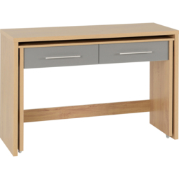 Seconique Seville 2 Drawer Veneer Slider Desk Grey Gloss and Light Oak Effect - Size: 47 x 120 x 83cm - Wilko - thumbnail 3