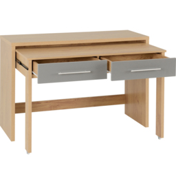 Seconique Seville 2 Drawer Veneer Slider Desk Grey Gloss and Light Oak Effect - Size: 47 x 120 x 83cm - Wilko - thumbnail 5