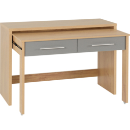 Seconique Seville 2 Drawer Veneer Slider Desk Grey Gloss and Light Oak Effect - Size: 47 x 120 x 83cm - Wilko - thumbnail 4