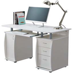Deluxe Computer Desk with 3 Drawers & Storage Cabinet - White - Size: 74 x 120 x 55cm - Wicklow - Wilko - thumbnail 3