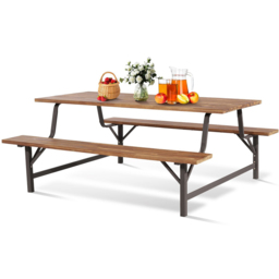 Costway 6 Seater Acacia Wood Picnic Table Bench Set 180cm - n/a - Wilko - thumbnail 3