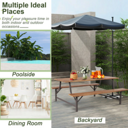 Costway 6 Seater Acacia Wood Picnic Table Bench Set 180cm - n/a - Wilko - thumbnail 6