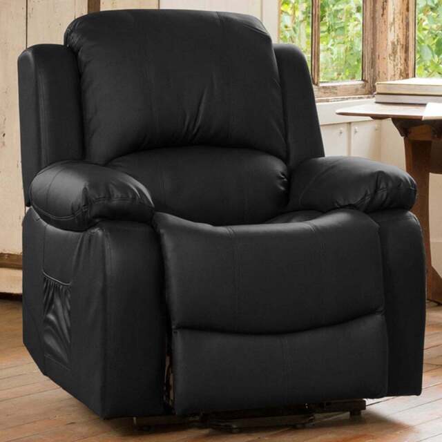 Glendale Single Seater Black Bonded Leather Manual Recliner Sofa - Artemis Home - Wilko - image 1