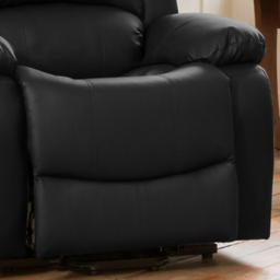 Glendale Single Seater Black Bonded Leather Manual Recliner Sofa - Artemis Home - Wilko - thumbnail 4