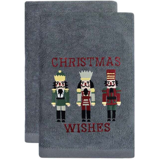 Noel Square Nutcracker Grey Hand Towel 2 Pack - Size: 66 x 41 x 1cm - Wilko - image 1