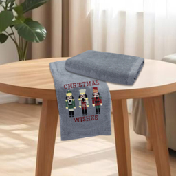 Noel Square Nutcracker Grey Hand Towel 2 Pack - Size: 66 x 41 x 1cm - Wilko - thumbnail 3