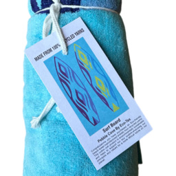 Eco Tex Recycled Cotton Blue Surfboard Beach Towel - Size: 180 x 95cm - Wilko - thumbnail 4