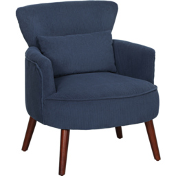 HOMCOM Modern Blue Upholstered Accent Armchair Chair - Size: Single - Wilko - thumbnail 3